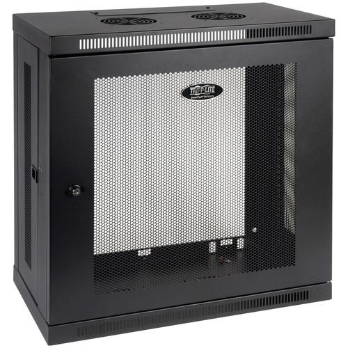 Tripp Lite SmartRack Slim 12U Wall-Mount Rack Enclosure Cabinet - 12U Rack Height - Wall Mountable - Black - 90.72 kg Static/Stationary Weight Capacity