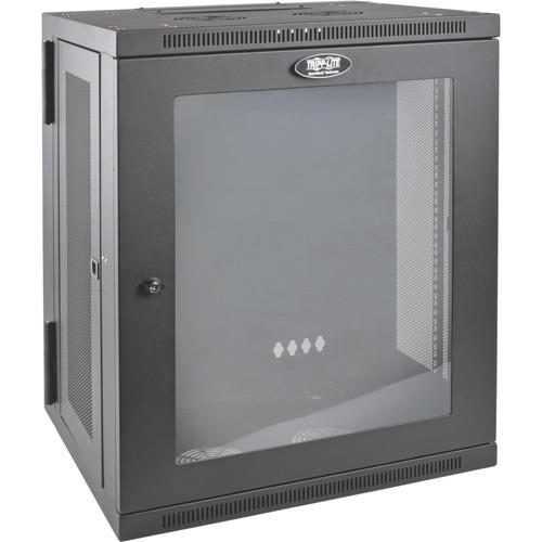 Tripp Lite SRW15USG SmartRack 15U Low-Profile Switch-Depth WallMount Rack Enclosure Cabinet - For LAN Switch, Patch Panel - 15U Rack Height x 19" (482.60 mm) Rack Width x 10.42" (264.67 mm) Rack Depth - Wall Mountable - Black Powder Coat - Acrylic, Steel