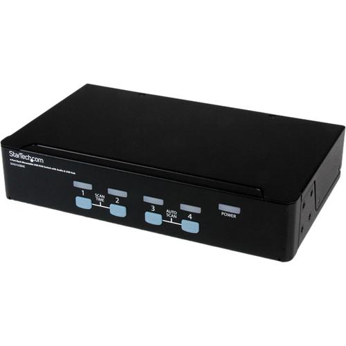StarTech.com 4 Port Rack Mountable USB KVM Switch With Audio and USB 2.0 Hub - KVM / audio / USB switch - USB - 4 ports - Rack Mountable - 1 local user - 1U - Share keyboard - mouse - speakers and a VGA display between four multimedia computers - USB KVM
