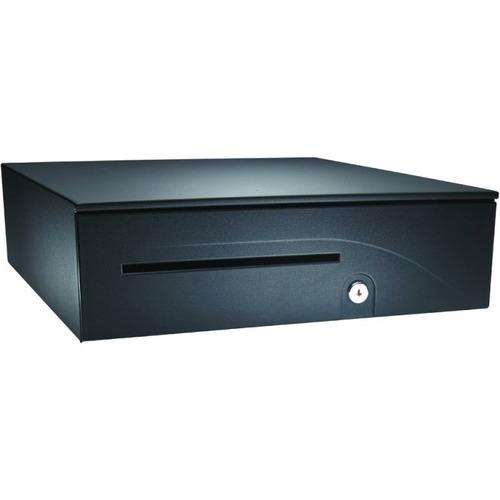 APG Cash Drawer Series 100 1616 Cash Drawer - 5 Bill - 5 Coin - 2 Media Slot - Steel, ABS Plastic - Black - 4.90" (124.46 mm) Height x 16" (406.40 mm) Width x 16.80" (426.72 mm) Depth