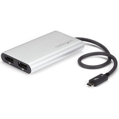 StarTech.com Thunderbolt 3 to Dual DisplayPort Adapter - 4K 60Hz Dual Monitor TB3 DisplayPort 1.2 Video Adapter - Thunderbolt 3 Certified - Thunderbolt 3 to 2x DisplayPort 1.2 4K 60Hz Video Adapter | 7.1 Audio | HDCP 2.2/1.4 - Dual Monitor 4K 60Hz/1440p/