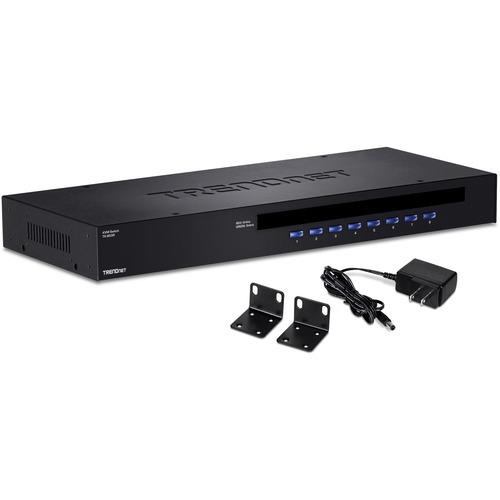 TRENDnet 8-Port USB/PS2 Rack Mount KVM Switch, TK-803R, VGA & USB Connection, Supports USB & PS/2 Connections, Device Monitoring, Auto Scan, Audible Feedback, Control up to 8 Computers/Servers - 8-port KVM USB/PS2 Rack Mount Switch