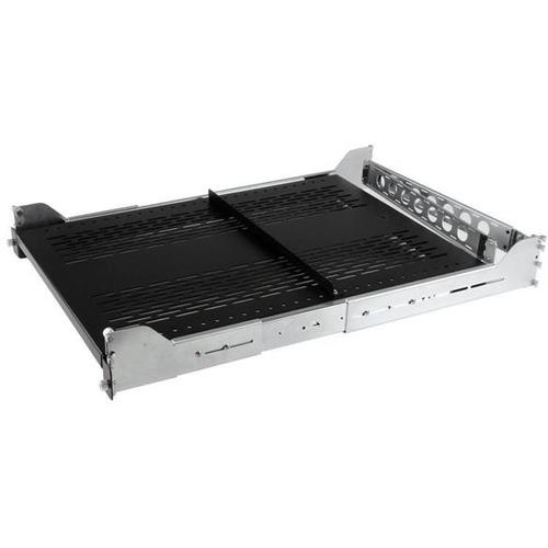 StarTech.com 2U Vented Sliding Rack Shelf w/ Cable Management Arm & Adjustable Mounting Depth - 50lbs / 22.7kg - Add a vented, sliding shelf with integrated cable management into virtually any server rack or cabinet - 2U Vented Sliding Rack Shelf w/ Cabl