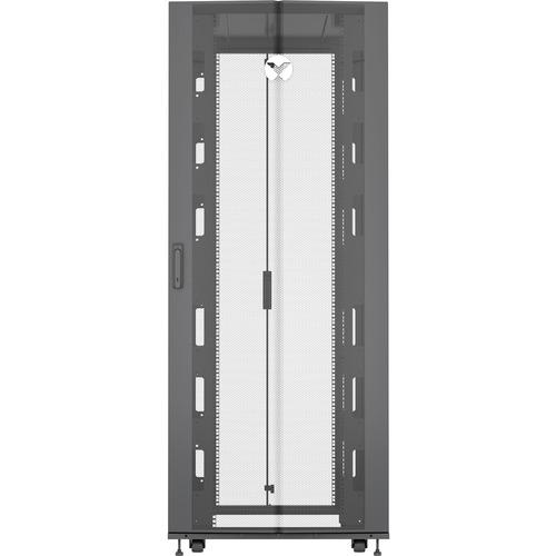 Vertiv? VR Rack - 42U, 2000mm (H), 600mm (W), 1100mm (D) - For Server, KVM Switch, PDU, LAN Switch, Router, UPS - 42U Rack Height x 19" (482.60 mm) Rack Width x 43.90" (1115 mm) Rack Depth - Floor Standing - Black - Steel - 1020 kg Dynamic/Rolling Weight