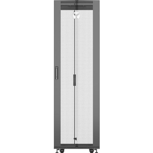 VERTIV VR - 42U TAA Compliant - For Server, LAN Switch, Patch Panel - 42U Rack Height x 23.62" (600 mm) Rack Width x 43.90" (1115 mm) Rack Depth - Black - Steel - 1360.78 kg Maximum Weight Capacity - 1020.58 kg Dynamic/Rolling Weight Capacity - 1360.78 k