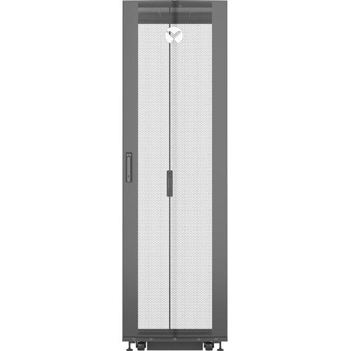 VERTIV VR - 42U with Shock Packaging - For Server, Patch Panel, LAN Switch - 42U Rack Height x 23.62" (600 mm) Rack Width x 47.83" (1215 mm) Rack Depth - Black - Steel - 1360.78 kg Maximum Weight Capacity - 1020.58 kg Dynamic/Rolling Weight Capacity - 13
