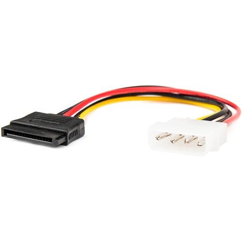 Rocstor 6in 4 Pin Molex to Left Angle SATA Power Cable Adapter - 6" Molex/SATA Data Transfer Cable for Hard Drive - First End: 1 x Molex Male - Second End: 1 x SATA Female SATA/Power - Black - 1