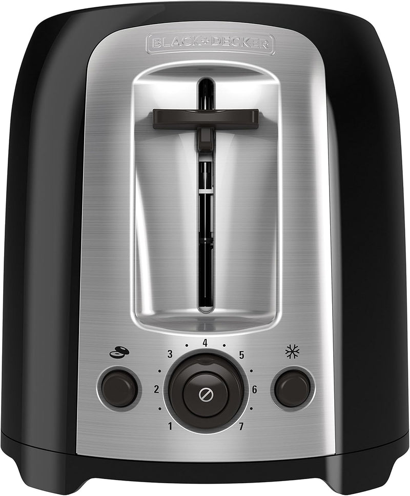 Black+Decker 2-Slice Extra Wide Slot Toaster, Classic Oval, Black with Stainless Steel Accents, TR1278B