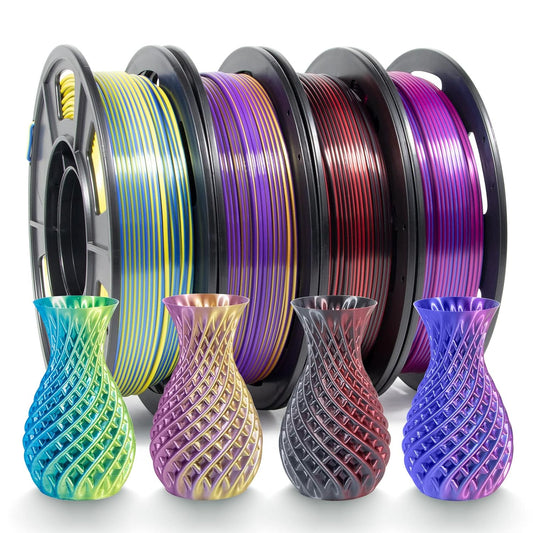 iSANMATE PLA 3D Printer Filament, PLA Filament 1.75mm Bundle Dual Color Filament Silk PLA, Dimensional Accuracy +/- 0.02 mm, 250g x 4 Pack