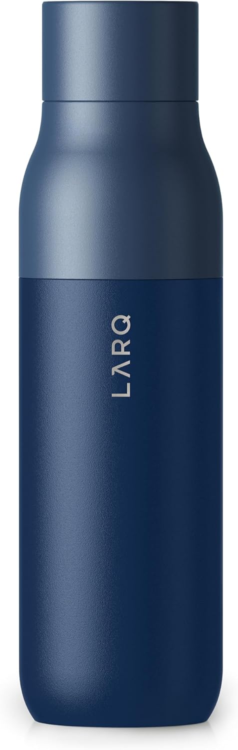 LARQ Bottle Twist Top 17oz - Insulated Stainless Steel Water Bottle | BPA Free | Reusable Water Bottle for Camping, Office, and Travel | Keep Drinks Cold and Hot, Monaco Blue
