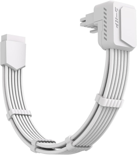 EZDIY-FAB Shield PCIE 5.1 GPU Extension Cable with 90 Degree 12V-2x6 Angle Adapter,16pin (12+4) 12VHPWR PCIe 5.1 PSU Cable Extension for RTX 40 Series with Combs-Reverse Type-White