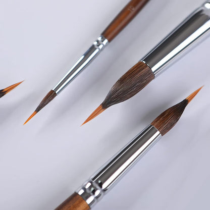 Watercolor Brushes Professional, Fuumuui 4Pcs Extended Needle Point Brushes Synthetic Extra Long Pinhead Brushes with Sable Body for Fine Detailing - Watercolor Acrylic Gouache Inks Painting