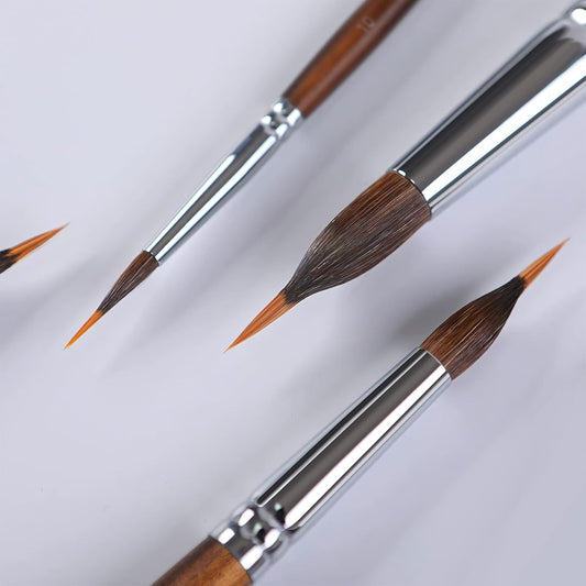 Watercolor Brushes Professional, Fuumuui 4Pcs Extended Needle Point Brushes Synthetic Extra Long Pinhead Brushes with Sable Body for Fine Detailing - Watercolor Acrylic Gouache Inks Painting - PuriLite
