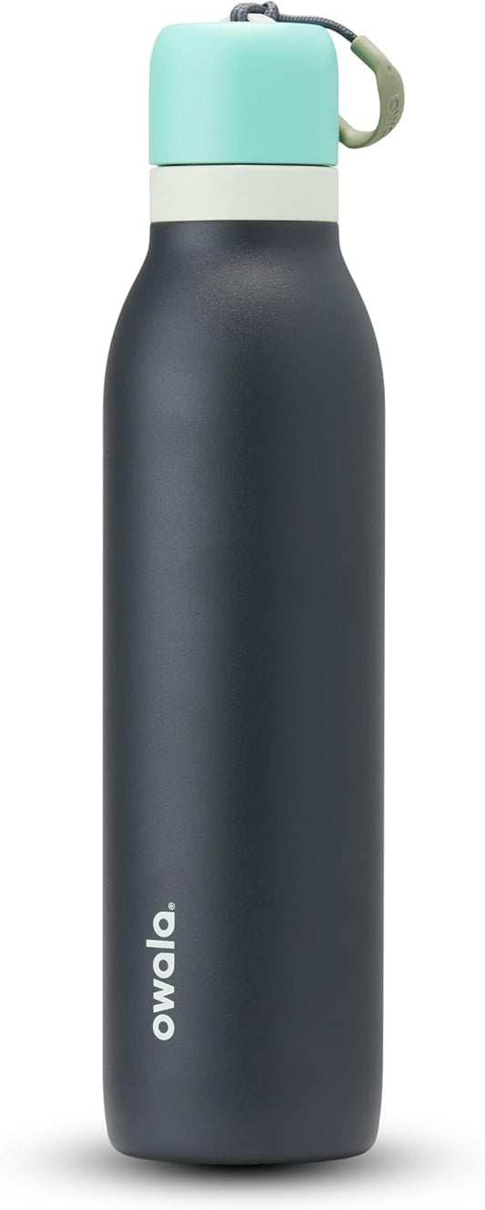 Owala FreeSip Twist Insulated Stainless Steel Water Bottle with Straw for Sports and Travel, BPA-Free, 24-oz, Blue/Grey (Foggy Tide)