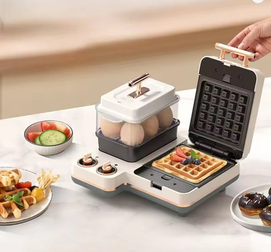 Purilite Select 1200W Sandwich Maker & Waffle Grill – Multifunction Breakfast Machine with Adjustable Thermostat, Non-Stick Plates & Food Steamer 220V - PuriLite