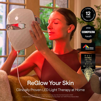 LED Light Therapy Mask - Red Light Therapy for Face - 4 Modes with Red, Blue, Yellow & Infrared Red Lights for Reduce Acne & Anti-Aging, Eye-Protection, 272 Beads, Remote Control - PuriLite