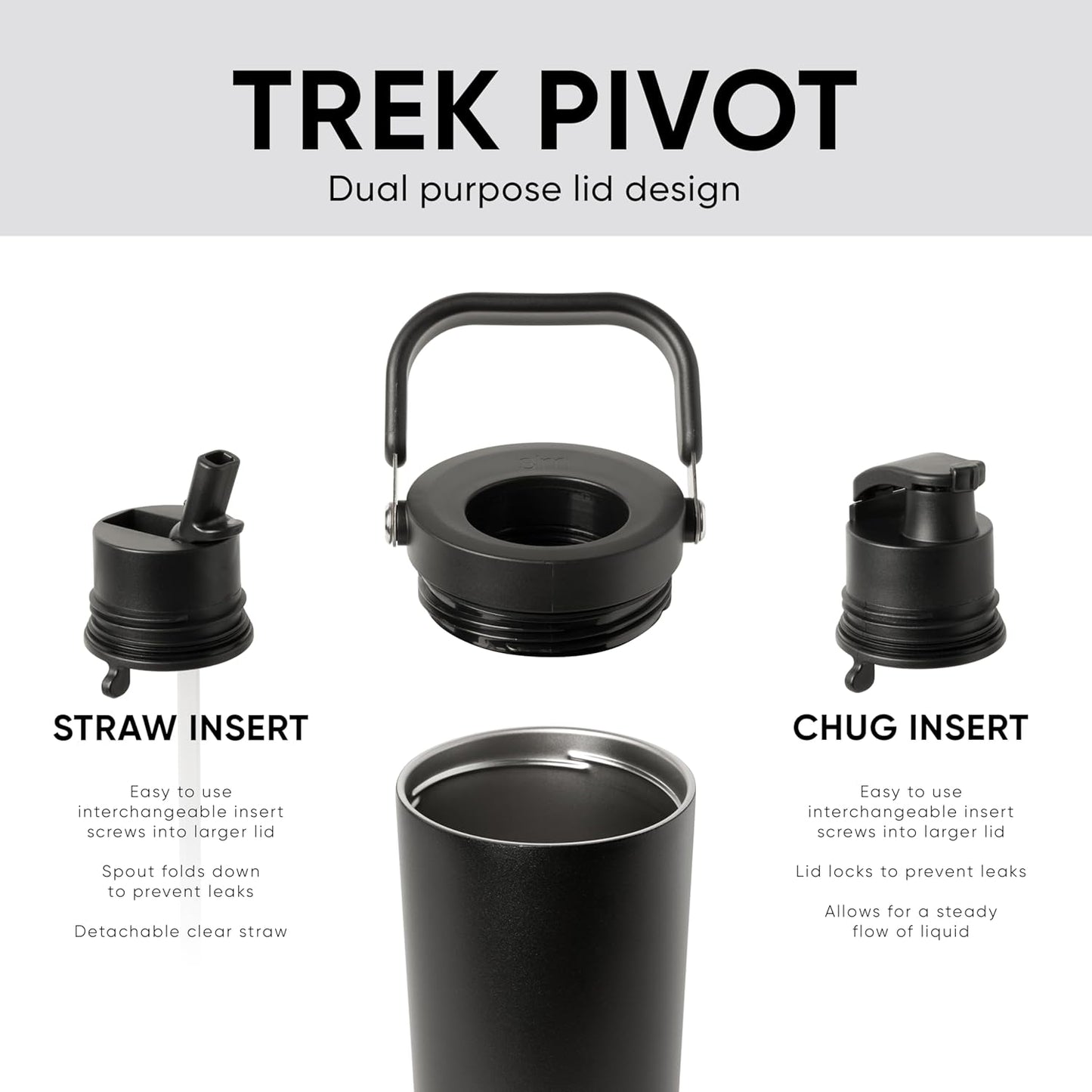 Simple Modern Trek Pivot | 40oz Flip Straw Tumbler with Handle | Water Bottle & Boot | Interchangeable Straw & Chug Lids | Insulated Stainless Steel Jug | Gym Sports Outdoors | Lavender Mist