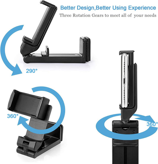 2 Pack Airplane Phone Holder Mount,NOZEWOWA 360 Degree Rotation Flight Mount Clip Portable Foldable Travel Essential for Flying Plane Tray Seat Back Voyage Gadget Women Men Toddler