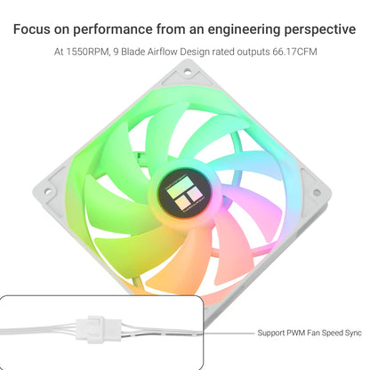 Thermalright TL-C12CW-S X3 CPU Fan 120mm White ARGB Case Cooler Fan, 4pin PWM Silent Computer Fan with S-FDB Bearing Included, up to 1500RPM Cooling Fan（3 Quantities）