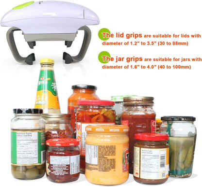 Electric Jar Opener for Arthritis Hands, Automatic One Touch Glass Jar Opener for Seniors, Battery Powered Jar Opener for Weak Hands, Powerful Kitchen Gaget Suitable for Different Sizes of Jars