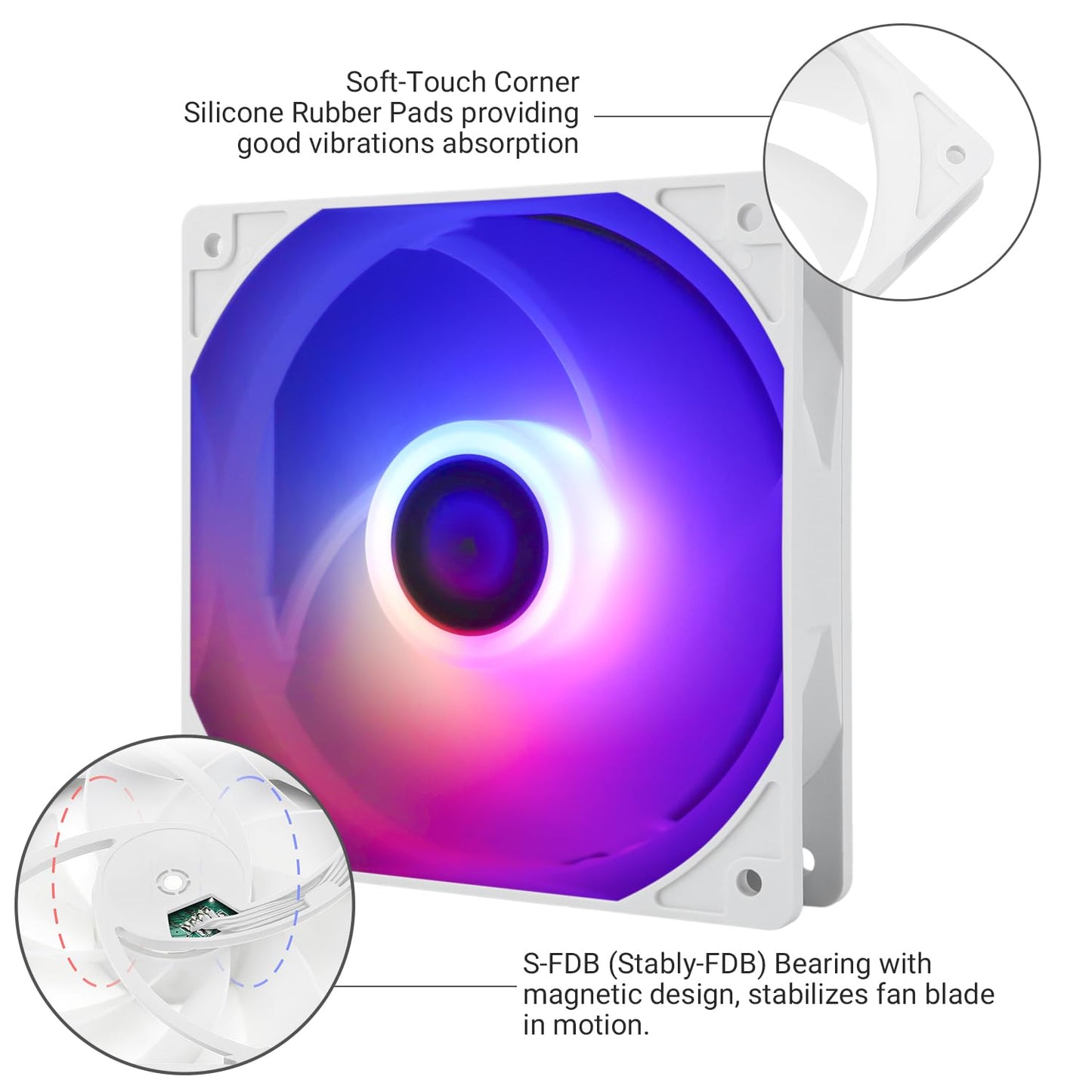 Thermalright TL-C12CW-S X3 CPU Fan 120mm White ARGB Case Cooler Fan, 4pin PWM Silent Computer Fan with S-FDB Bearing Included, up to 1500RPM Cooling Fan（3 Quantities）