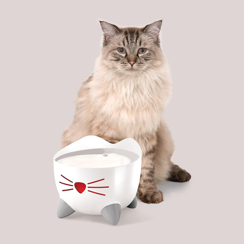 Catit PIXI Cat Water Fountain, 2.5 L, White, Modern Cat Fountain, Silent Pump for Indoor Cats, Different Flow Settings, Fontaine Pour Chat, Pet Water Fountains