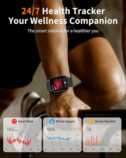 Smart Watch for Men Women Bluetooth Call, 1.85" HD Touch Screen AI Voice Smartwatch, Fitness Tracker with Sleep/Heart Rate Monitor, 100+ Sports Modes, IP68 Waterproof, Compatible with Android & iOS