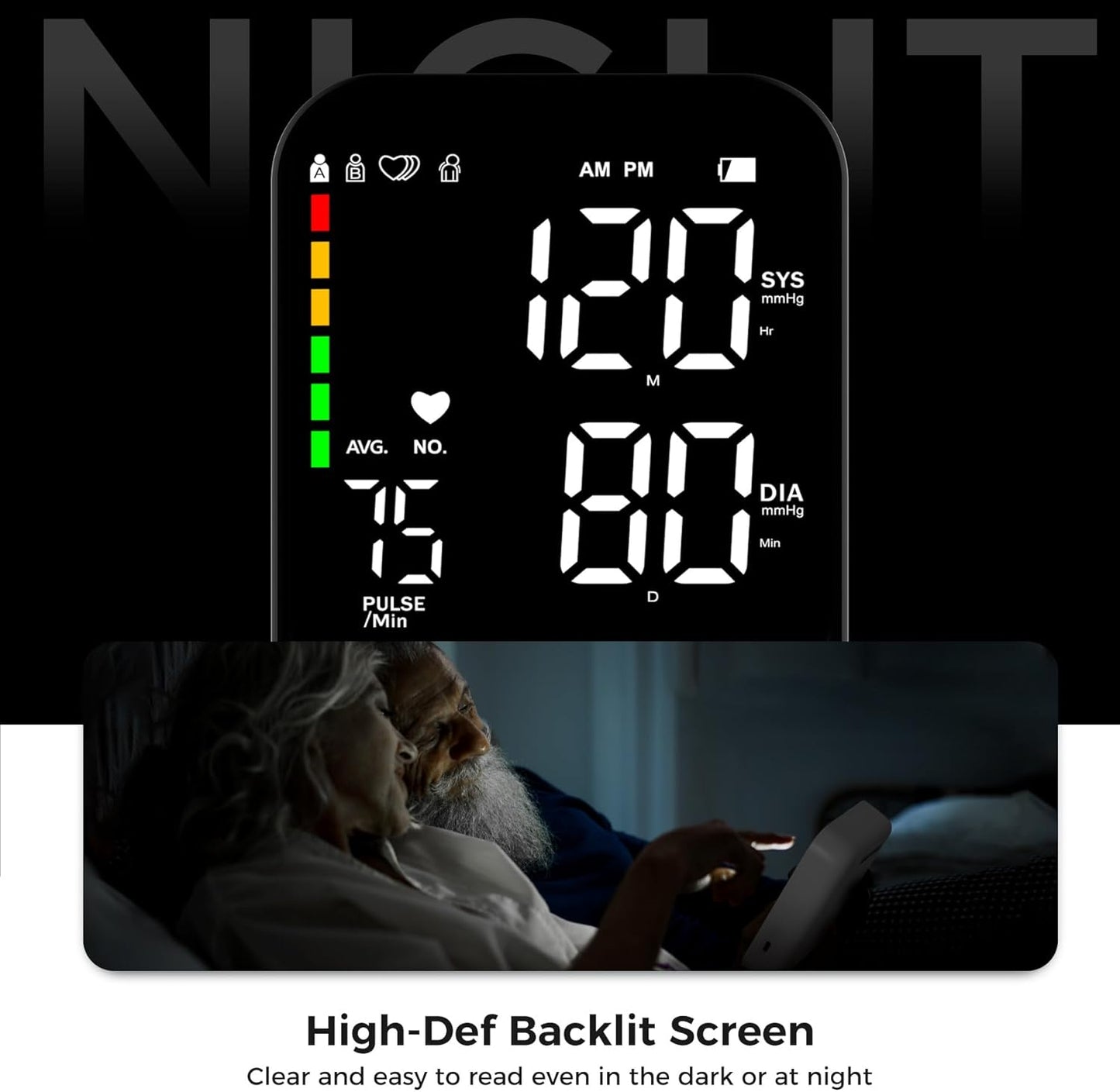 Blood Pressure Machine for Home Use Automatic Blood Pressure Monitor with 2x120 Reading Memory Adjustable Arm Cuff 8.7"-15.7" with Large LED Backlit Display