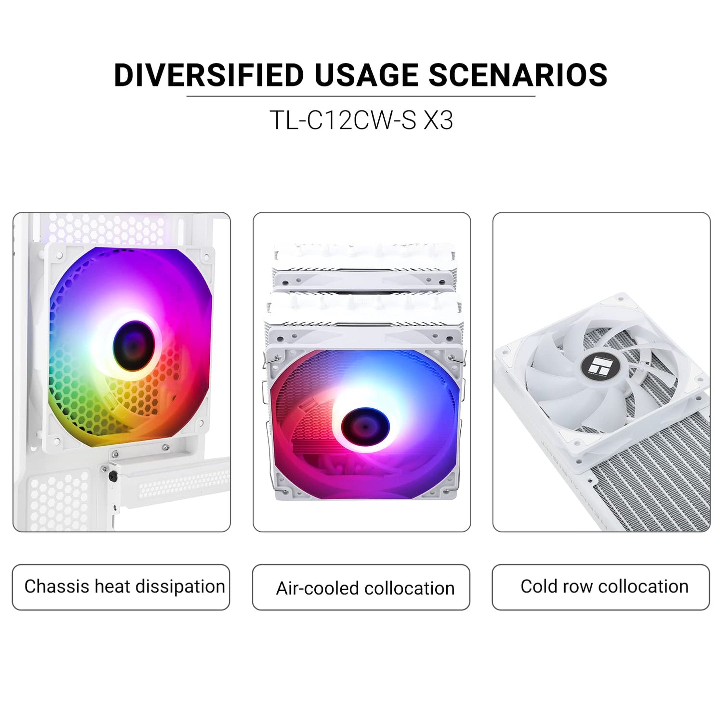 Thermalright TL-C12CW-S X3 CPU Fan 120mm White ARGB Case Cooler Fan, 4pin PWM Silent Computer Fan with S-FDB Bearing Included, up to 1500RPM Cooling Fan（3 Quantities）
