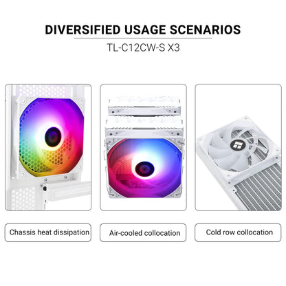 Thermalright TL-C12CW-S X3 CPU Fan 120mm White ARGB Case Cooler Fan, 4pin PWM Silent Computer Fan with S-FDB Bearing Included, up to 1500RPM Cooling Fan（3 Quantities）