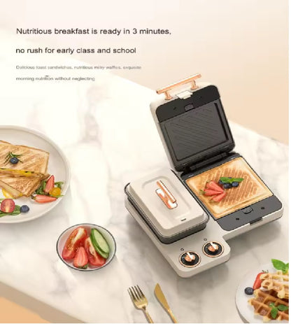 Purilite Select 1200W Sandwich Maker & Waffle Grill – Multifunction Breakfast Machine with Adjustable Thermostat, Non-Stick Plates & Food Steamer 220V - PuriLite