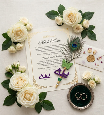 Large Luxury Handmade Nikah Signing Pen | Peacock Feather Wedding Keepsake Bridal Gift