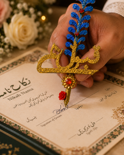 Elegant Nikah Feather Pen – Wedding Signing Pen, Islamic Wedding Accessory, Bridal Gift, Groom Gift & Keepsake