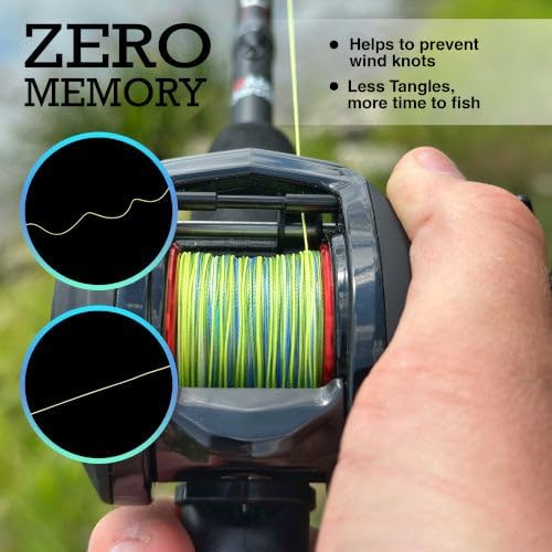 Braided Fishing Line - Pro Grade Power Performance for Saltwater or Freshwater Fish - Colored Fishing Line Braid for Extra Visibility