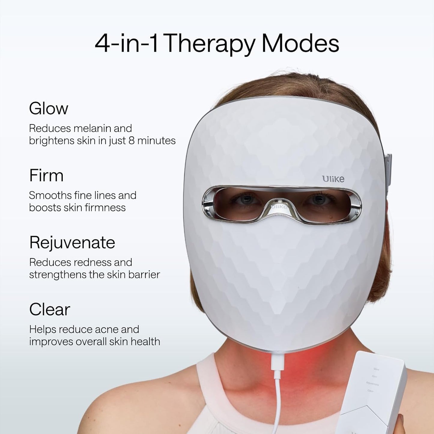 LED Light Therapy Mask - Red Light Therapy for Face - 4 Modes with Red, Blue, Yellow & Infrared Red Lights for Reduce Acne & Anti-Aging, Eye-Protection, 272 Beads, Remote Control - PuriLite