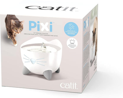 Catit PIXI Cat Water Fountain, 2.5 L, White, Modern Cat Fountain, Silent Pump for Indoor Cats, Different Flow Settings, Fontaine Pour Chat, Pet Water Fountains