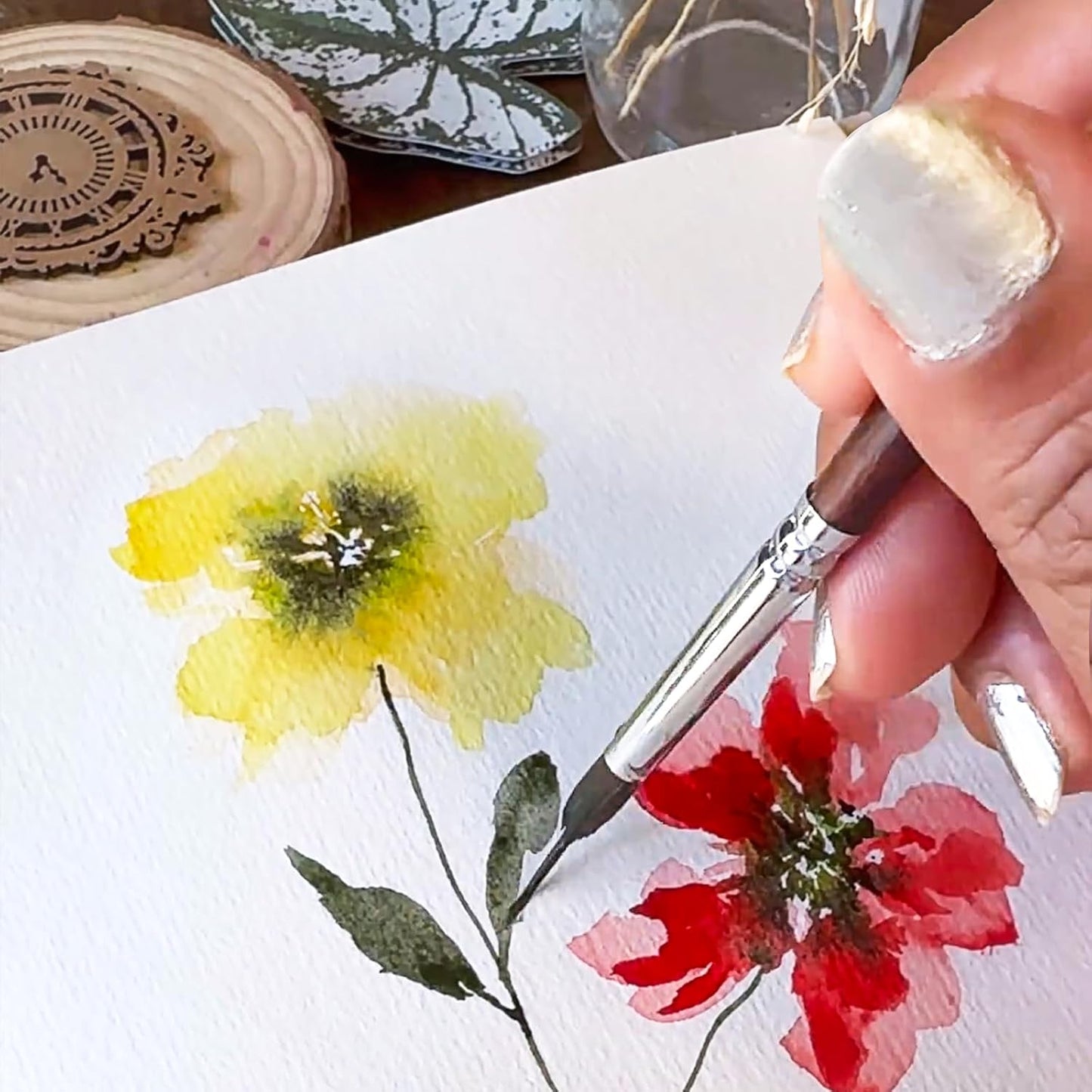 Watercolor Brushes Professional, Fuumuui 4Pcs Extended Needle Point Brushes Synthetic Extra Long Pinhead Brushes with Sable Body for Fine Detailing - Watercolor Acrylic Gouache Inks Painting