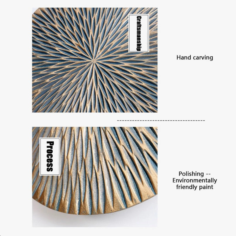 Modern Minimalist Wooden Round Wall Decoration | Hand-Carved Dimensional Wall Art