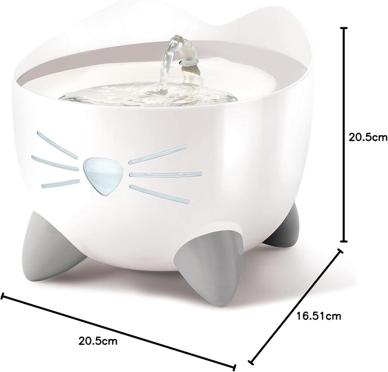 Catit PIXI Cat Water Fountain, 2.5 L, White, Modern Cat Fountain, Silent Pump for Indoor Cats, Different Flow Settings, Fontaine Pour Chat, Pet Water Fountains