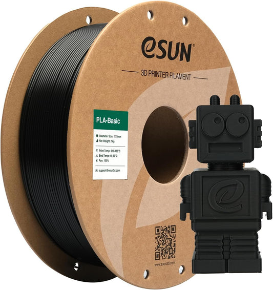 eSUN PLA Filament 1.75mm, PLA Basic 3D Printer Filament Dimensional Accuracy +/- 0.05mm, 1KG Spool (2.2 LBS) Speedy PLA Filament for 3D Printers,Black