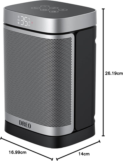 DREO Space Heater – 1500W Electric Ceramic Heater with Thermostat – Portable Electric Heater with Remote – 70° Oscillating Heater with 12H Timer & 5 Heating Modes for Indoor Use