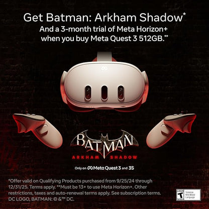 Meta Quest 3 512GB — Ultimate Mixed Reality Experiences — Get Batman: Arkham Shadow and a 3-Month Trial of Meta Horizon+ Included