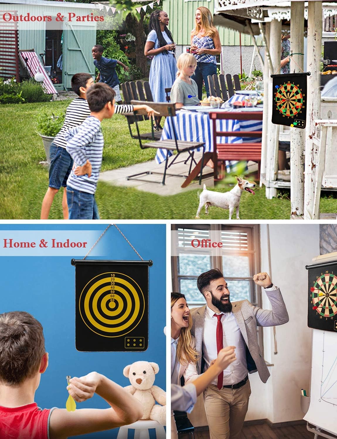 Ranslen Magnetic Dart Board for Kids and Adults, Boy Toys, Double Sided Board Games, Indoor Outdoor Darts Game with 15pcs Magnetic Darts, Gift for Age 5 6 7 8 9 10 11 12 Year Old Boys