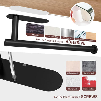 Paper Towel Holder Under Cabinet Wall Mount for Kitchen Paper Towel, Self-Adhesive Paper Towel Bar, Paper Towel Rack, SUS304 Stainless Steel 13 inch