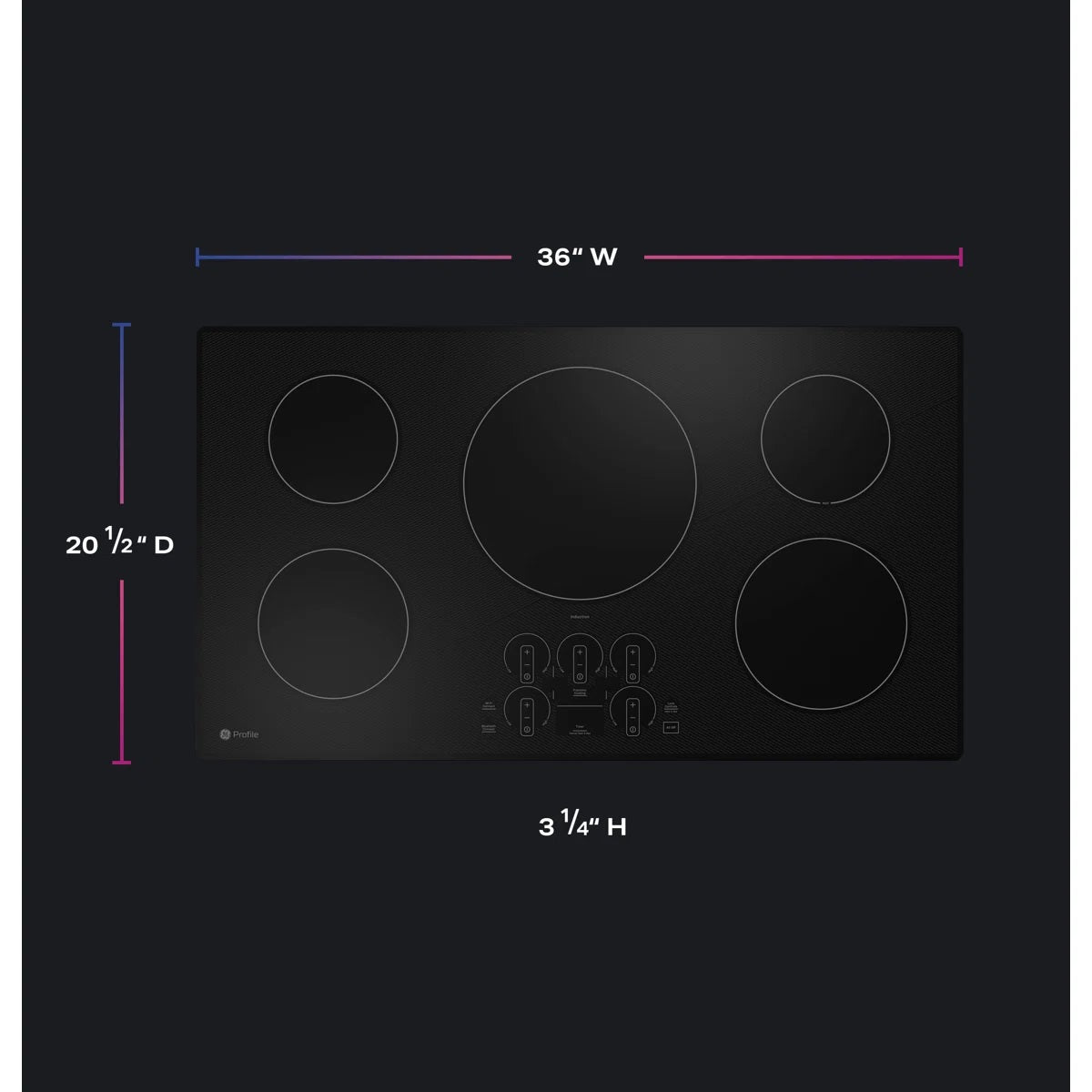 GE Profile 36" Black Smart Cooktop PHP7036DTBB