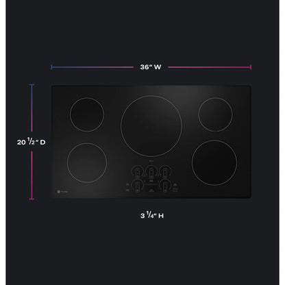 GE Profile 36" Black Smart Cooktop PHP7036DTBB