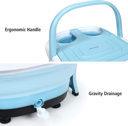 COSTWAY Foot Spa Bath Massager, Collapsible Portable Feet Salon Tub with Adjustable Heating Temperature & Electric Roller, Remote Control for Easy Operation, Infrared Lights, Bubbles Function