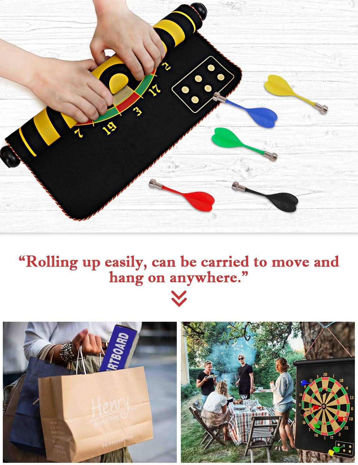 Ranslen Magnetic Dart Board for Kids and Adults, Boy Toys, Double Sided Board Games, Indoor Outdoor Darts Game with 15pcs Magnetic Darts, Gift for Age 5 6 7 8 9 10 11 12 Year Old Boys