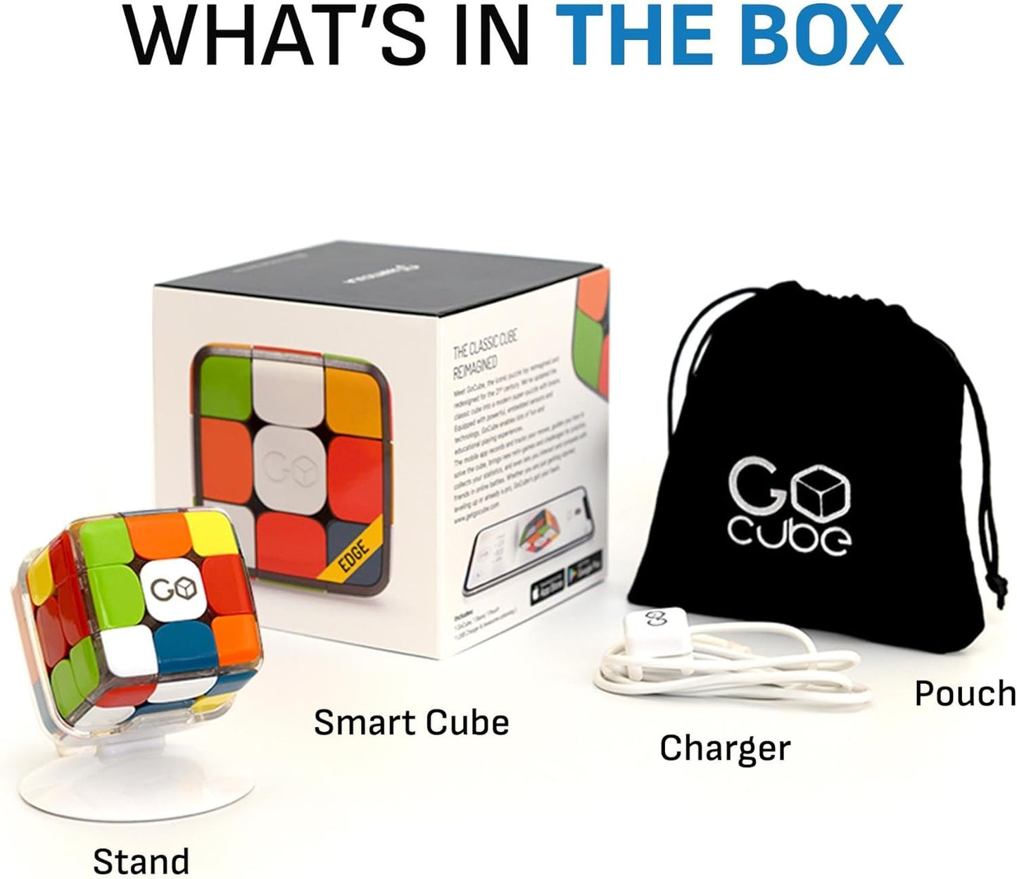 GoCube Edge Full Pack – Smart Bluetooth 3x3 Speed Cube – Interactive STEM Puzzle Toy with App – Magnetic Stickerless Cube - PuriLite