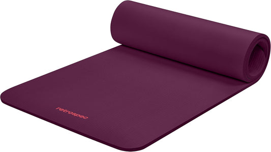 Retrospec Solana Yoga Mat 1/2" Thick w/Nylon Strap for Men & Women - Non Slip Excercise Mat for Yoga, Pilates, Stretching, Floor & Fitness Workouts